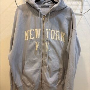 Brandy Melville Light Gray/Blue Hoodie